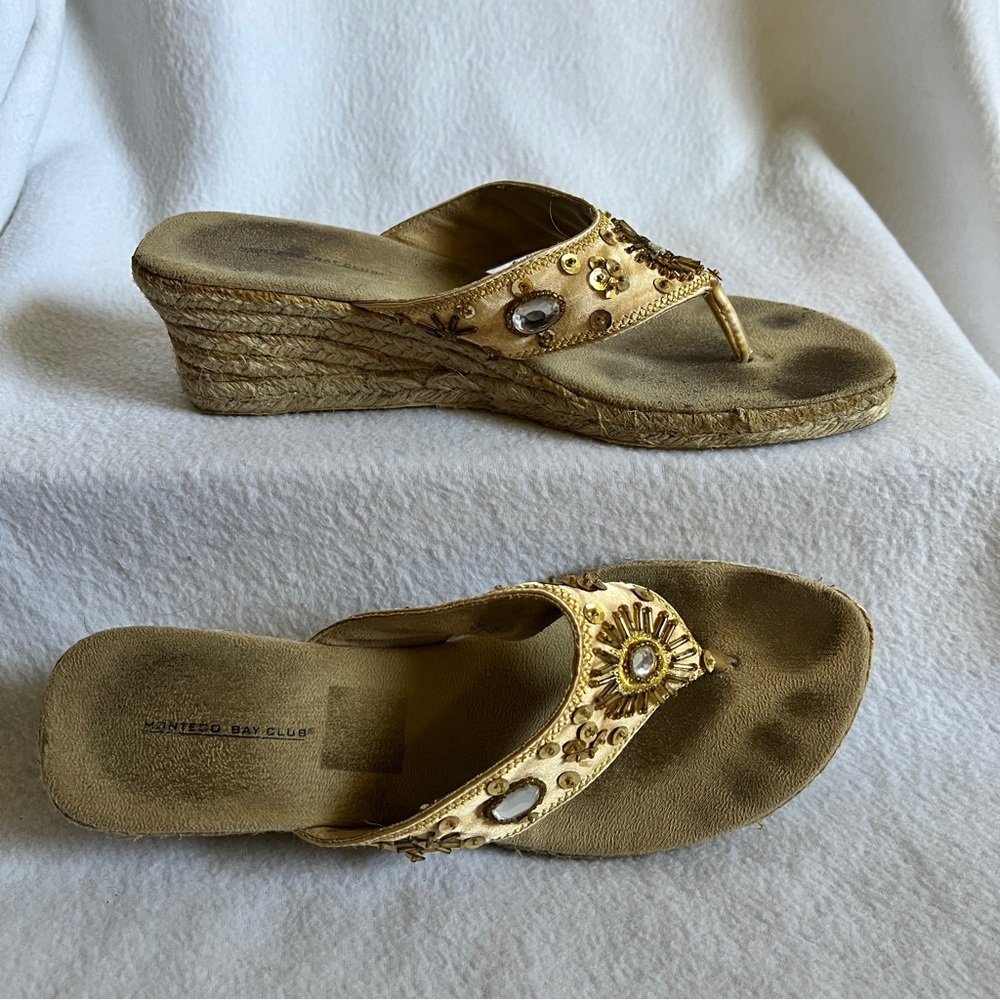 Vintage Montego Bay Club Beaded Espadrille Wedges - Picture 4 of 13